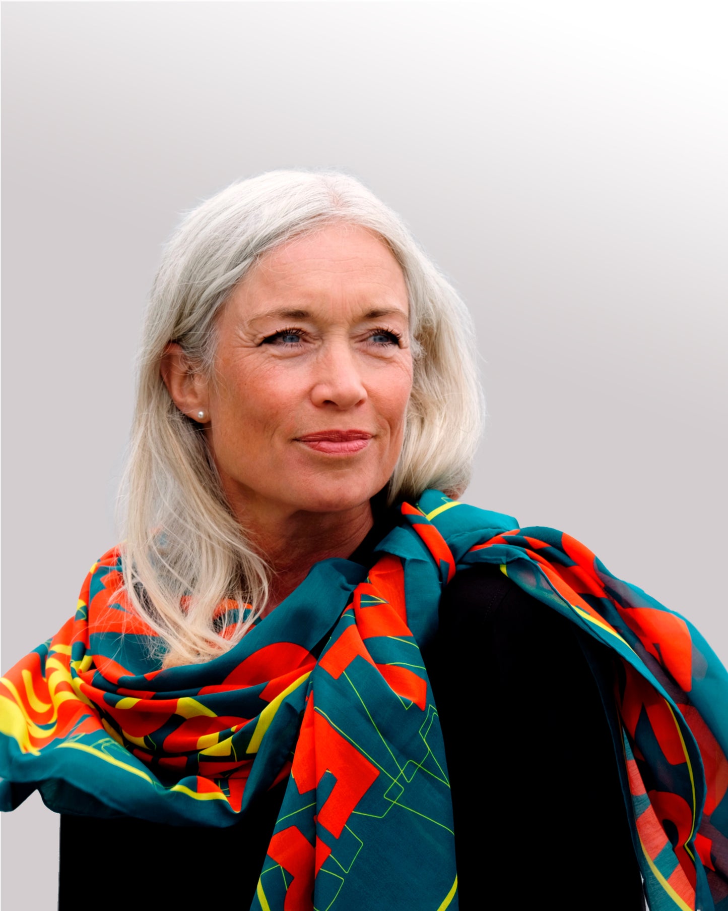 Scarf, JUDY - teal/flame red