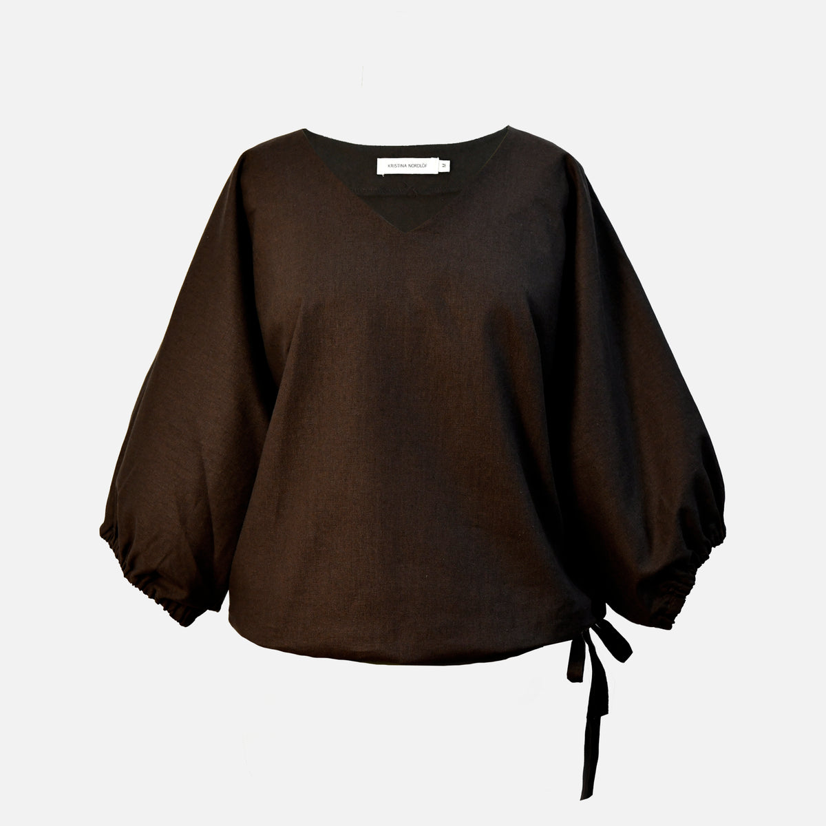 Blusa con escote pico - marrón oscuro