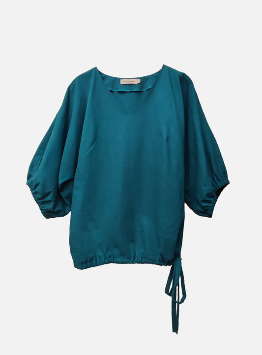V-neck blouse, teal
