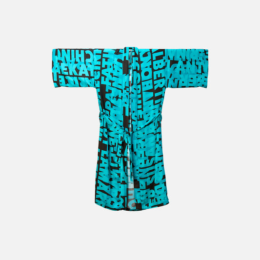Kimono, JUDY - dark brown/turquoise