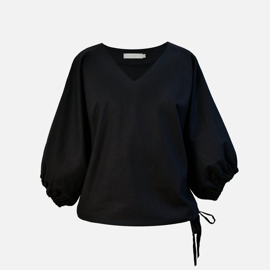 V-neck blouse, black